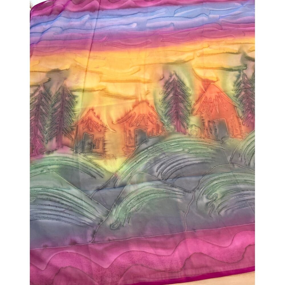 VTG 90s Caribbean Sunset Village Sarong Bathing Swimsuit Cover Up Wrap India NIB - Picture 8 of 10